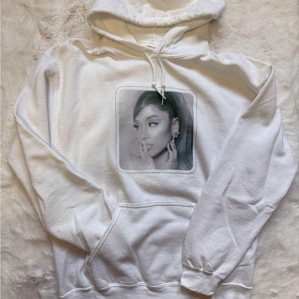 Ariana Grande Positions White Graphic Hoodie